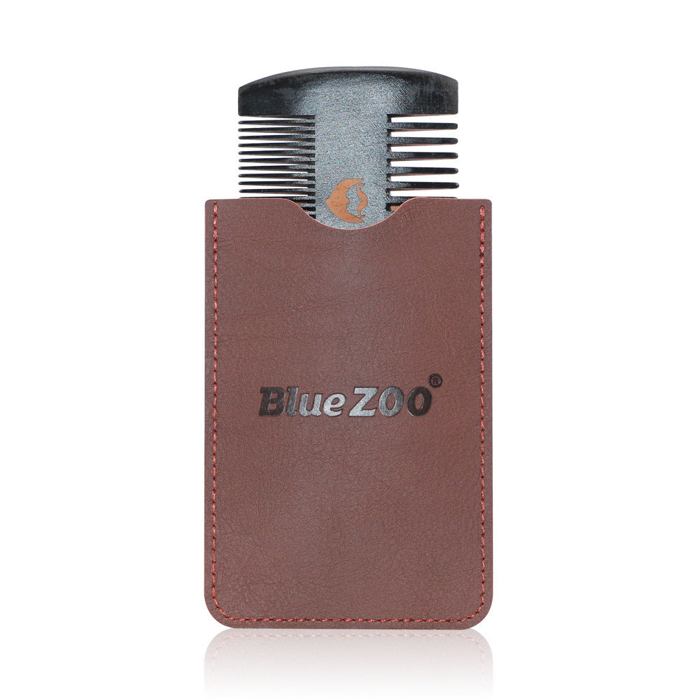 Black Spray Painted Pear Wood Bluezoo Double Sided Beard Comb Beard Portable Comb Care